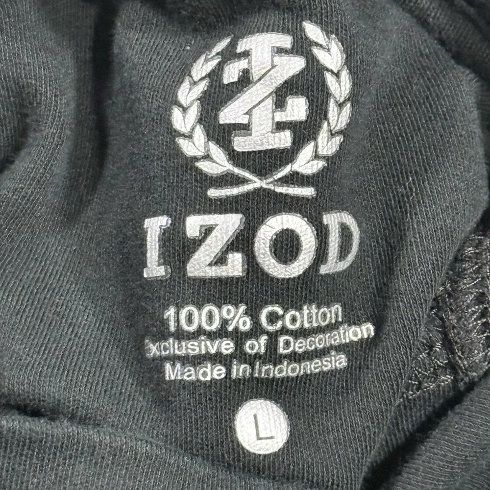 Izod Longsleeve Shirt Men's Size Large Black Mock Neck Tee Casual 100%‎ Cotton